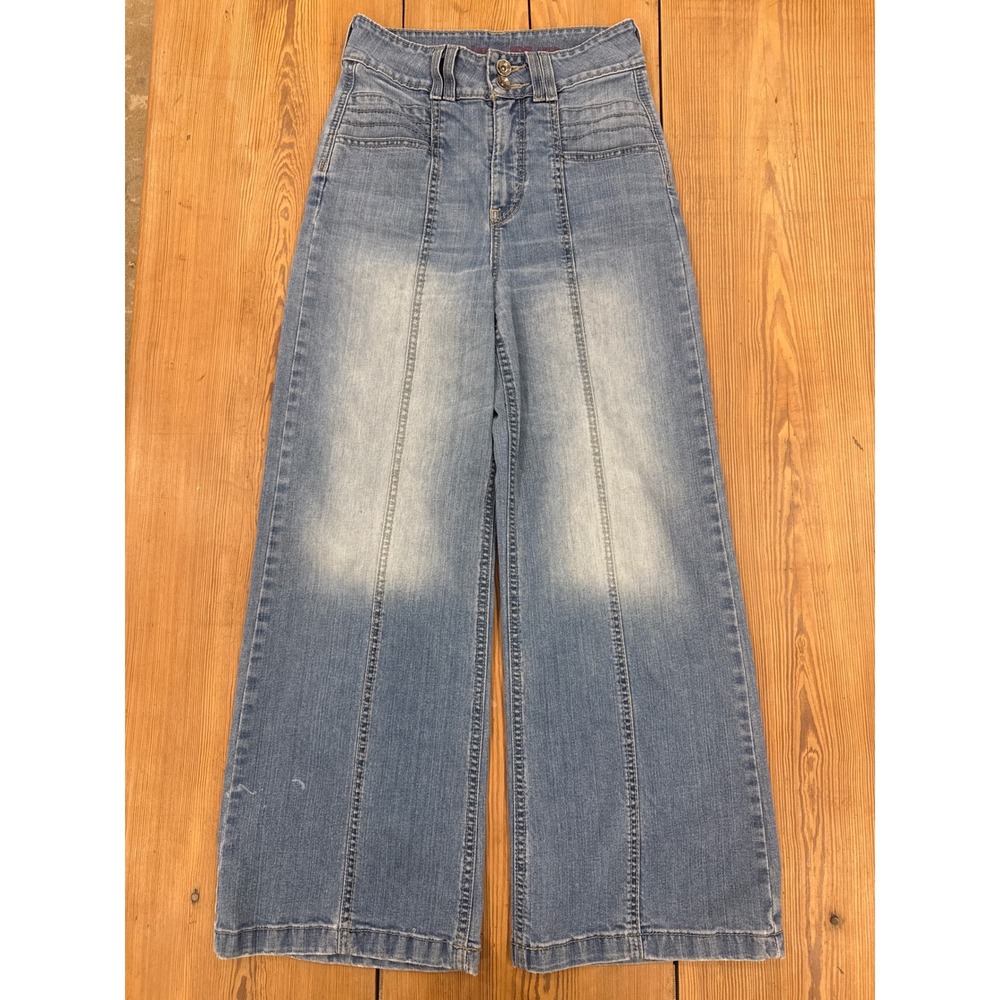 Cruel Denim High Rise Wide Leg Jeans Light Wash Front Seam Size 29/7 S‎